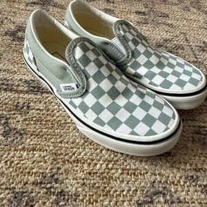 Vans Kids Green Checkered Slip-On Sneakers